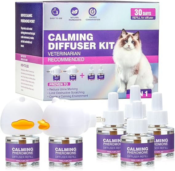 Tcllka Cat Calming Pheromone Diffuser 6-in-1 Kit 2 Plugs 4 Refills