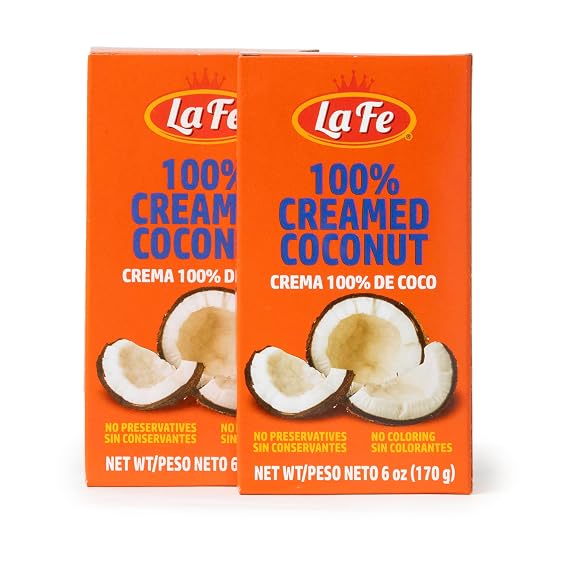 La Fe Pure Cream Coconut 6 oz - Authentic Jamaican Coconut Paste - Richer Flavor Alternative to Real Cream Canned - Crema de Coco
