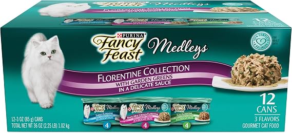 Fancy Feast Medleys Wet Cat Food Variety Pack, Florentine Collection, (12) 3 Oz Cans