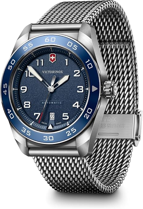 Victorinox Swiss Army Automatic Blue Dial Mesh Stainless Steel Watch 42mm - 242045