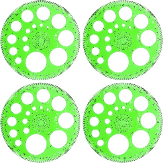 4 Pack Circle Drawing Template, Multi-Size Round Circle Stencil, Plastic Geometric Circle Ruler, Multifunctional Drawing Aid Tool for Student, Design, School, and Office Use(Green)