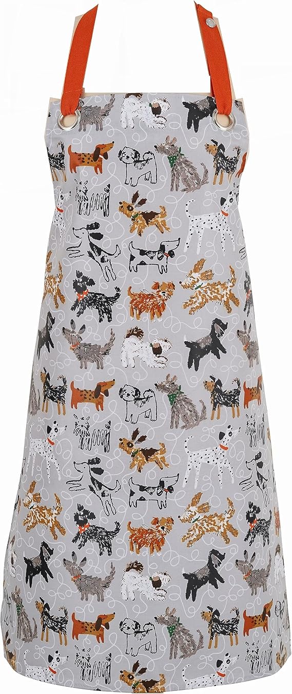 Ulster Weavers 100% Cotton Wipe Clean PVC Coating-Eco-Friendly, Made from Recycled Materials-Stylish and Perfect for Every Kitchen, Dog Days, Grey Apron