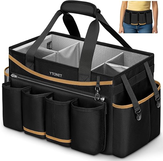 Ytonet Extra Large Cleaning Bag, Cleaning Caddy Supplies Organizer, Black