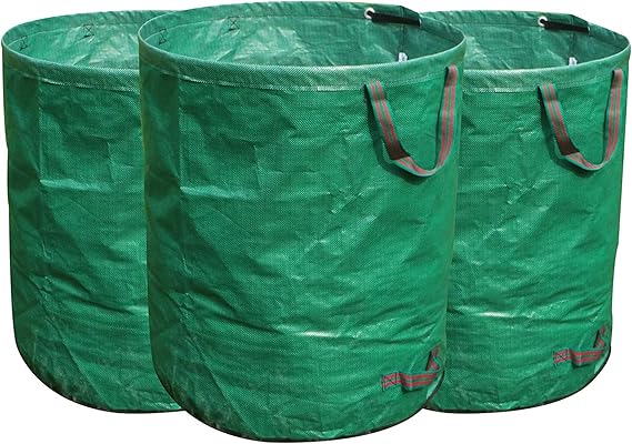 FLORA GUARD 3-Pack 272L Garden Waste Bags - Heavy Duty Garden Bags with Handles, Garden Sacks Reusable