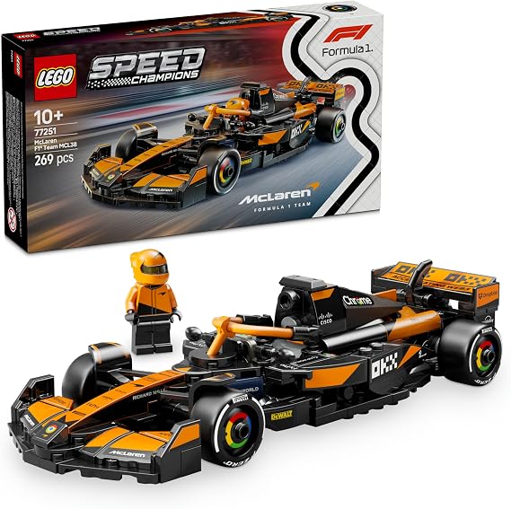 LEGO Speed Champions McLaren F1 Team MCL38 Yarış Arabası 77251 | 10 Yaş ve Üzeri Çocuklar için Sürücü Minifigürü İçeren Oyuncak Yapım Seti, Hediye Fikri (269 Parça)