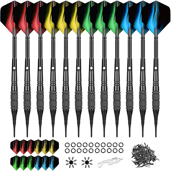 Soft Tip Darts Set 18g, 12 Pack for Electronic Boards