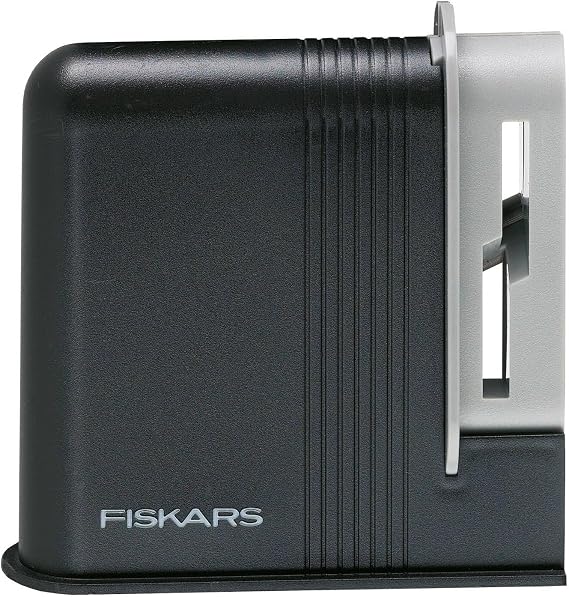 Fiskars Makas bileyici, sağ elini kullananlar için, seramik zımpara başlıkları/plastik gövde, siyah/gri, Clip-Sharp 1000812