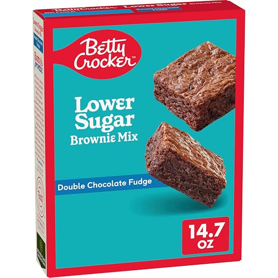 Betty Crocker Lower Sugar Brownie Mix, Double Chocolate Fudge, 14.7 oz