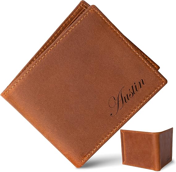 Custom Wallet for Dad Mens Engraved Wallet for Father Leather Wallet Personalized Gift Father's Day Gift, Gifts for Dad on Birthday, Christmas from Daughter or Son