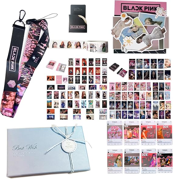 KPOPBP Kpop How You Like That Gift Box Set for Blink Merch Includes Lomo Cards, Tape Stickers, Lanyard