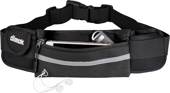 Dimok Running Belt Waist Pack - Water Resistant Runners Belt Fanny Pack for Hiking Fitness Adjustable Running Pouch for Phones iPhone Android