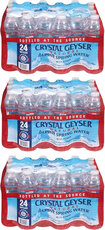 Crystal Geyser Since 1977 Geyser, 24514CT, Alpine Spring Water, 16.9 oz Bottle, 24 Bottles in Case, Sold As 3 Case, Total 72 Bottles