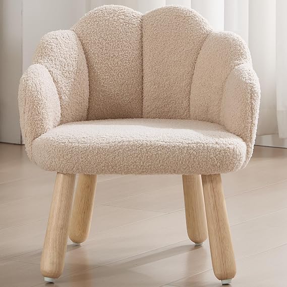 Kid Chair, Toddler Chairs Comfy Sherpa Kids Table Chair, Wood Toddler Couch Sofa, Soft Kid Reading Chair, Boy Girls Desk Chairs for Ages 2-5, Kids Armchair for Bedroom/Nursery/Gifts, Khaki