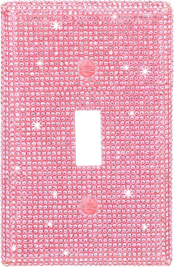 Bling Light Switch Cover Plate Pink Shiny Wall Plate Cover Rhinestones Outlet Covers Pink Decorative Bling Switch Cover Rhinestone Light Switch Cover Shiny Single Light Switch Decorative Cover