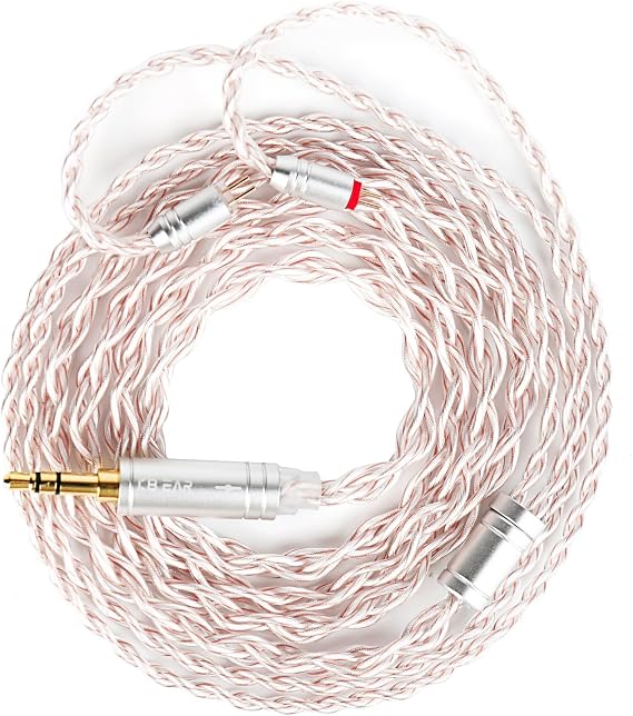 2 Pin IEM Cable 3.5MM KBEAR FunMusic 4FT/1.2M 4 Strands OFC Silver Plated Headphone Extension Ear Monitor Cable for Audiophile Truthear Hexa Hola Zero Moondrop Blessings Aria Stellaris