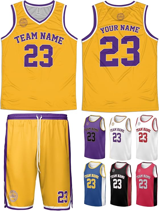 Custom Basketball Jerseys - Personalized Team Name Number Logo Basketball Shirt Shorts - Customize Sport Uniform Men Women