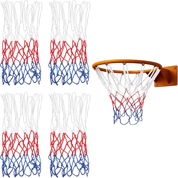 4 Pcs Small Net Replacement for 8 Loops Mini Basketball Hoop, Rainproof Sunscreen for All-Weather 8"-10.25" Rims Basketball Hoop Net for Indoor and Outdoor Replacement Net