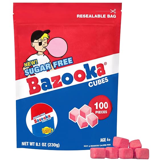 Bazooka Bubble Gum Sugar-Free Chewing Gum Cubes