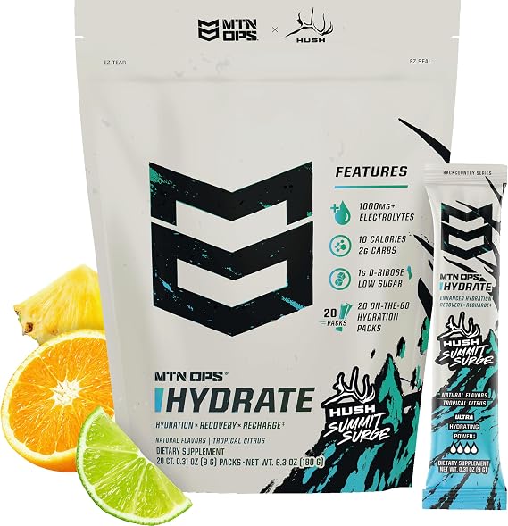 MTN OPS Hydrate Sugar Free Electrolyte Packets, Hush Summit Surge