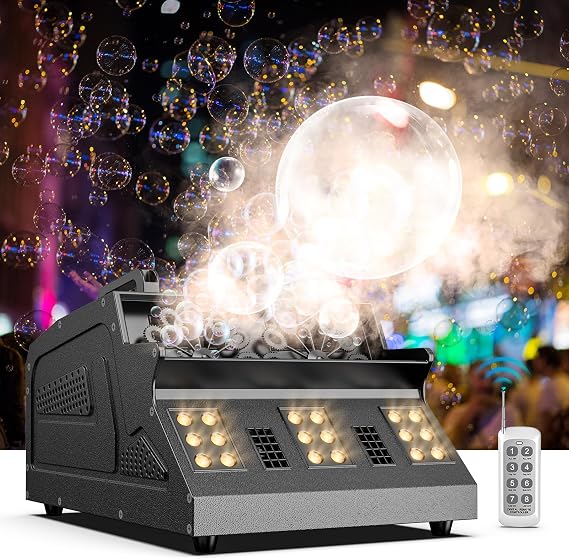 Smoke Machine with Remote 1500W Automatic Bubble Fog Machine Bubble Machine for Outdoor Parties Weddings Halloween Holidays Weddings Birthday Parties