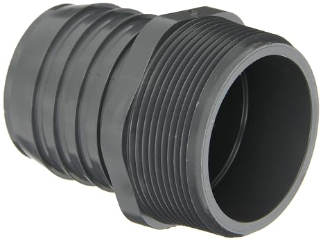 Spears 1436 Series PVC Tube Fitting, Adapter, Schedule 40, Gray, 1" Barbed x NPT Male