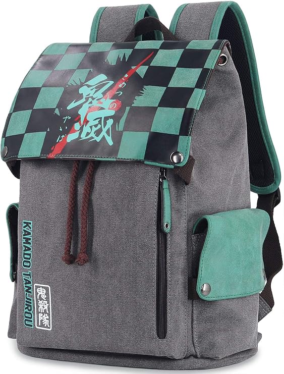 Roffatide Anime Backpack Canvas Schoolbag Printed Flap Backpack Laptop Back Pack