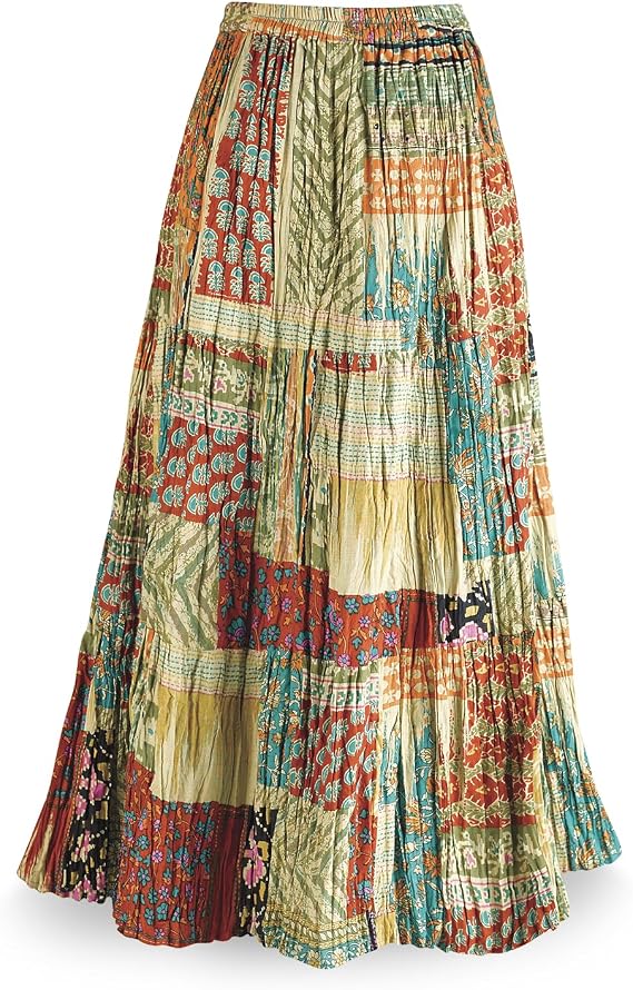 CATALOG CLASSICS Womens Reversible Boho Maxi Skirt - Floral Long Skirt 36" L
