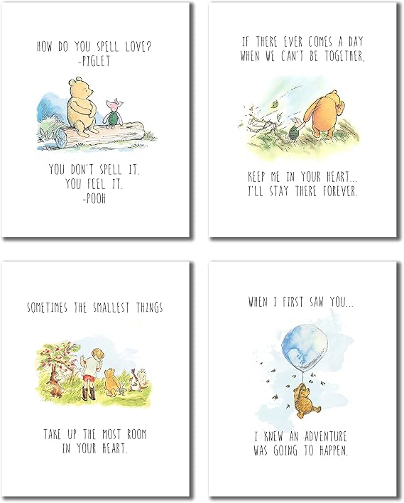 Winnie the Pooh Classic Art Prints - Set of Four