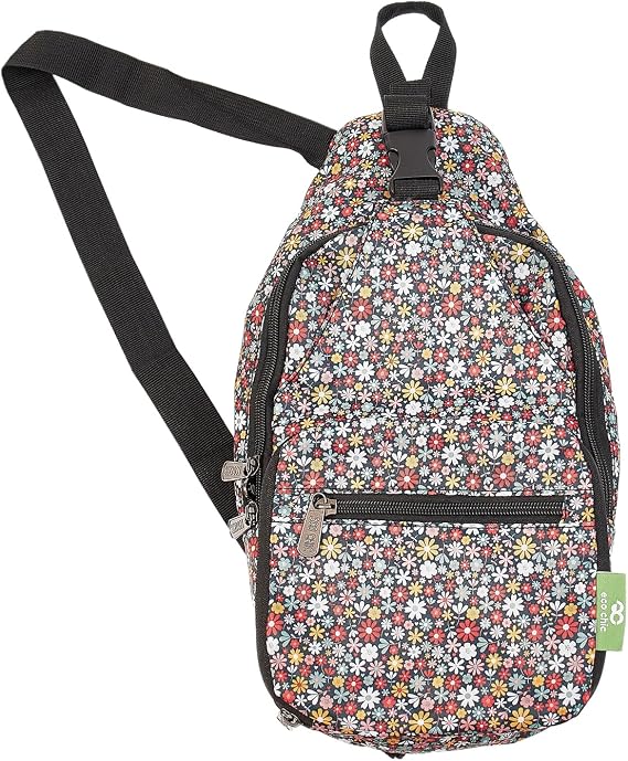 ECO CHIC Lightweight Foldable Crossbody Bag Recycled Plastic Shoulder Backpack Folds Into Pouch for Storage