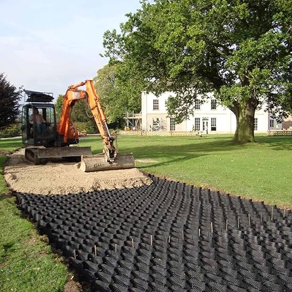 Geo Grid Ground Grid 9x17 ft, Geo Cell Grid 2 Inch Thick, Gravel Grid HDPE Material, Ground Stabilization Grid 1885 LBS Per Sq, Tensile Strength Gravel Ground Grid for Slope Driveways(1m x 1m (3.3 X3f