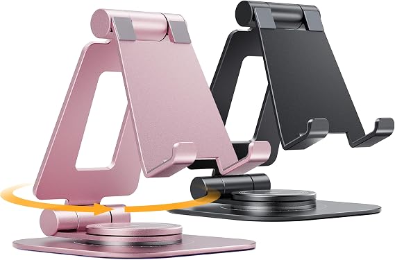 Nulaxy 2-Pack 360 Rotating Dual Adjustable Phone Stand, Charging-Friendly