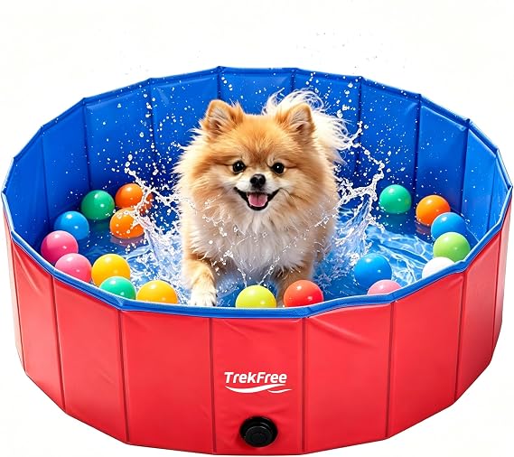 Foldable Dog Pool, Collapsible Plastic Dog Swimming Pool, 32x12in