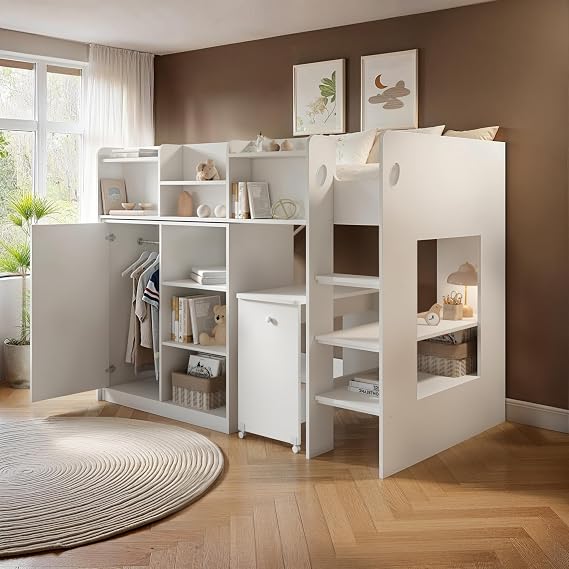 Flair Wizard Junior Mid High Sleeper Workstation - White