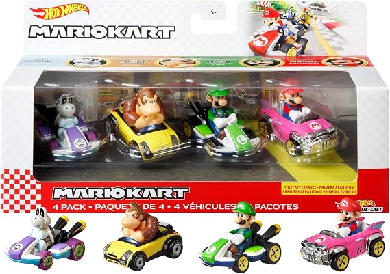 Hot Wheels 986A-GWB36 Mario Kart, 4-Pack A Set Limited Mario with Bad