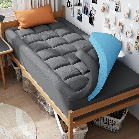 ELEMUSE Twin XL College Dorm Essentials 3 Inch Memory Foam Mattress Topper