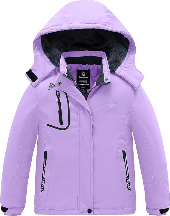 wantdo Girls Winter Ski Coat Fleece Snowboarding Jacket Waterproof 10000mm