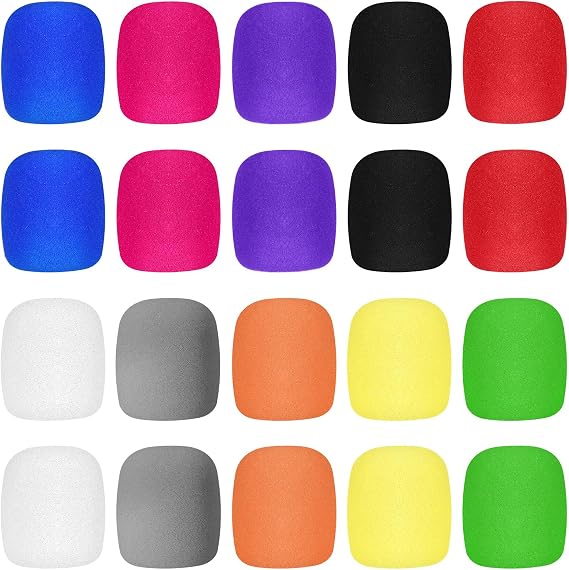 20 Pcs Microphone Cover Foam,10 Colors Mic Cover