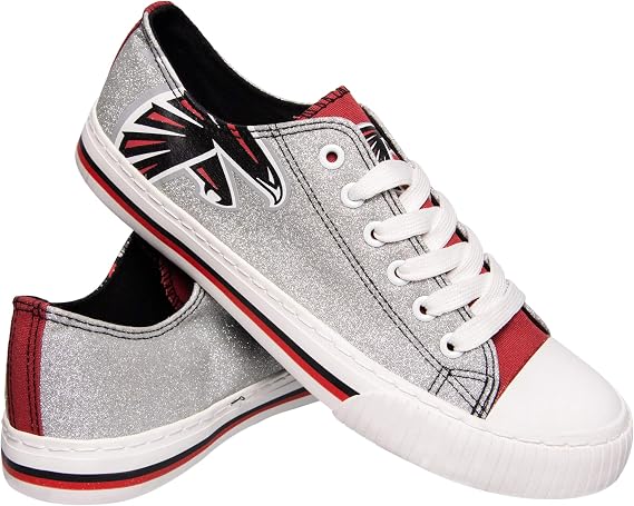 FOCO Womens NFL Team Logo Ladies Fashion Glitter Low Top Canvas Sneakers Shoes