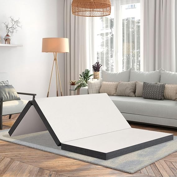 Folding Mattress, Tri-Fold Gel Memory Foam Mattress Portable Foldable Mattress with Washable Cover & Non-slip Bottom & Breathable Mesh Sides, Certipur-Us Certified, Fiberglass Free, (3 Inch, Twin)