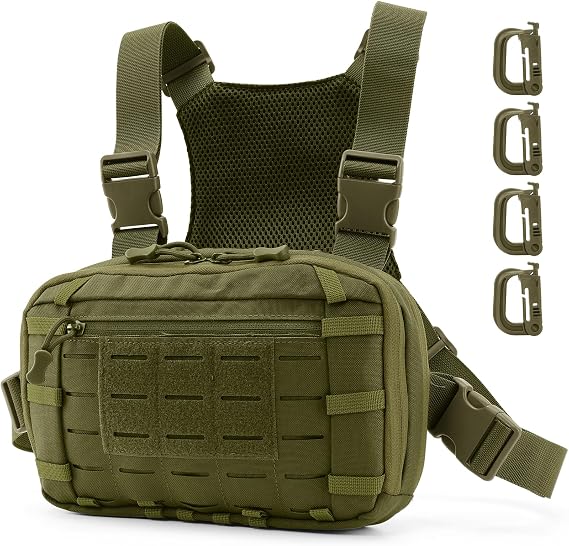 Tactical EDC Chest Bag Utility Molle Chest Rig Pouch with CCW Compartment Adjustable Strap Outdoor Chest Pack
