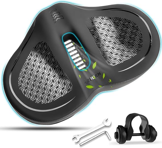 Noseless Bike Seat Cushion for Women Men, Comfortable Bike Seat Cushion Oversized Pelton Bicycle Saddle for Adult Bikes, MTB, Peloton, E-Bike Bike Accessories