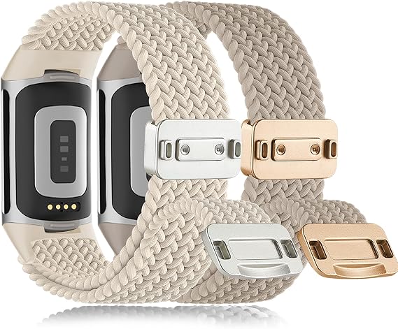 編組ナイロン Fitbit Charge 6 ウォッチバンド対応 磁気ストレッチ生地 ソフトループストラップ 調節可能なリストバンド Fitbit Charge 5 バンド/Charge 6 フィットネストラッカー交換用 レディース メンズ