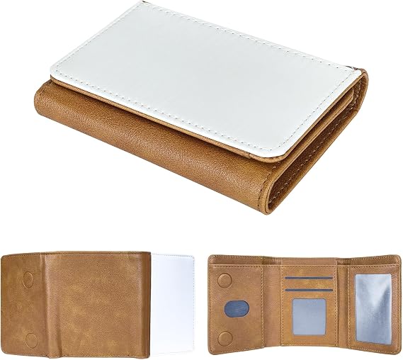 Limitronix 10 Pack Sublimation Blanks Mens Trifold Wallet RFID Blocking Slim Minimalist Front Pocket - PU Leather Thin & Stylish with ID Window Wallets For Diy Heat Transfer Print