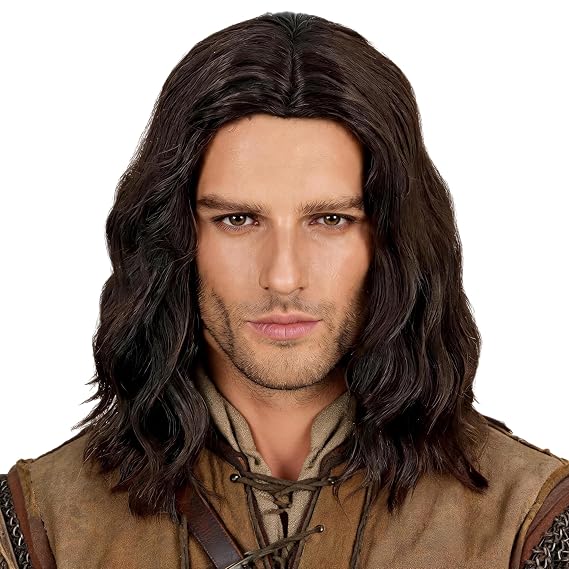 Topcosplay Men Wigs Black Short Curly Hair Funny Wigs for Man Halloween Costume Party Wig