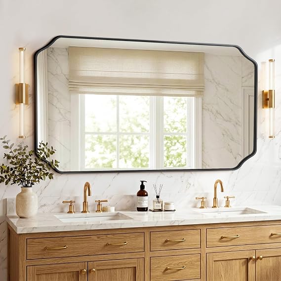 Vanity Bathroom Mirror for Over Sink, 50"x30", Black Metal Framed