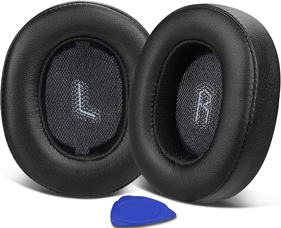 SOULWIT Replacement Earpads for JBL E55BT(E55 BT) Over-Ear Wireless Headphones, Ear Pads Cushions with Softer Protein Leather, Noise Isolation Foam - Black
