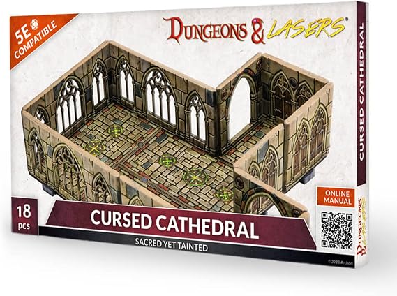Dungeons & Lasers: Cursed Cathedral Miniature Terrain Unpainted by Archon Studios - Compatible with DND and Other Tabletop RPG Games
