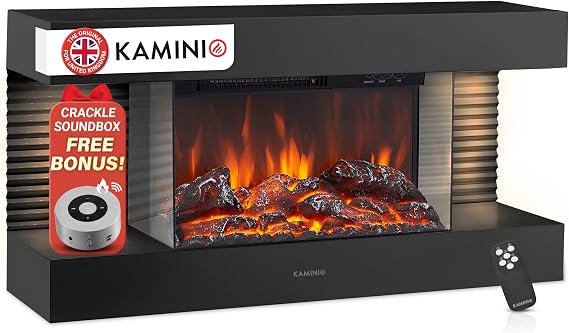 KAMINIO® Liz 82 Wall mounted electric fire with heater [Black fireplace]
