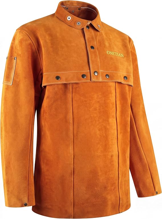 Leather Welding Jacket, Cape Sleeve with Bib Apron