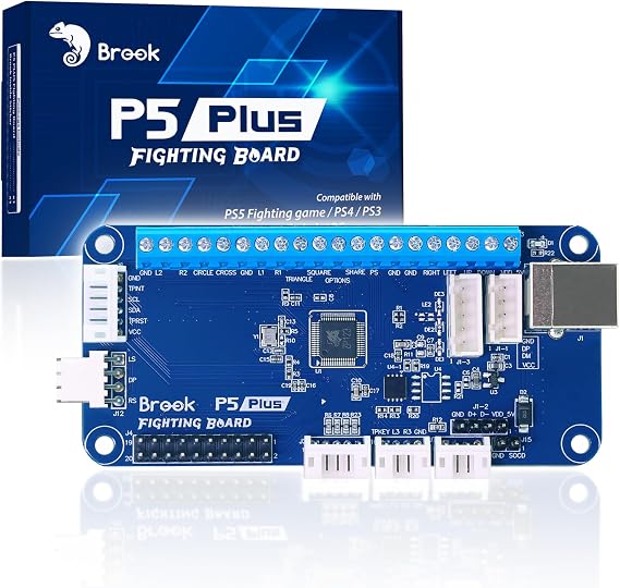 Brook P5 Plus Fighting board - Pre-Installed Header Version, Lightning-quick response times to dominate the fight. Arcade Stick PCB For PS5 Fighting games, PS4, PS3, NS and PC(X-Input) Consoles